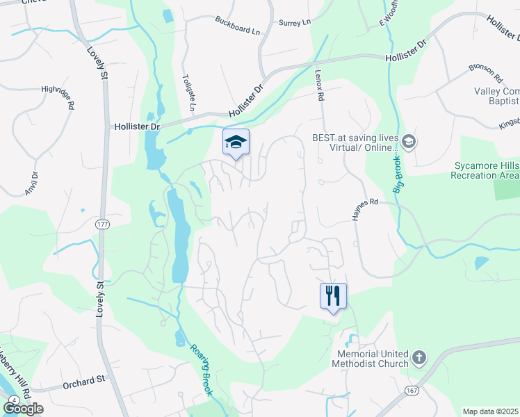 map of restaurants, bars, coffee shops, grocery stores, and more near 18 Strathmore Lane in Avon