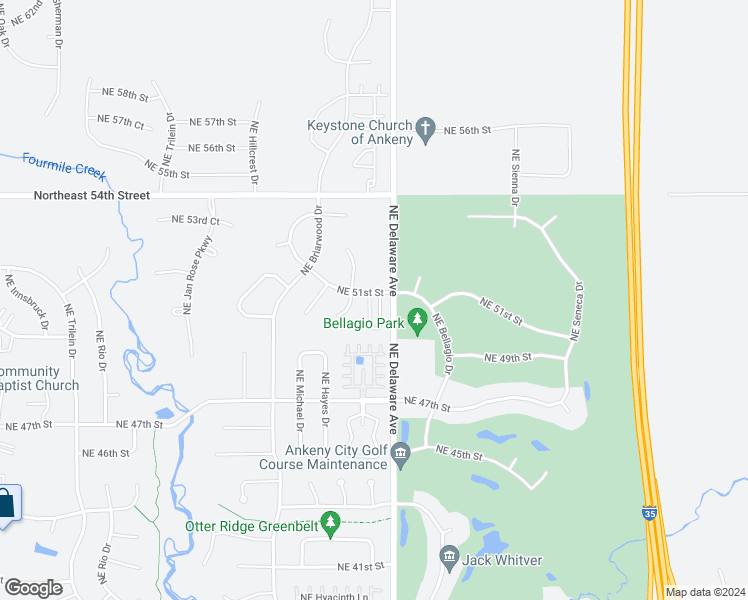 map of restaurants, bars, coffee shops, grocery stores, and more near 5013 Northeast Milligan Lane in Ankeny