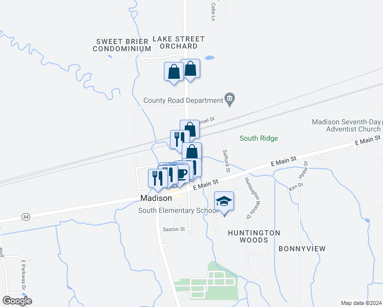 map of restaurants, bars, coffee shops, grocery stores, and more near 120 N Lake St in Madison