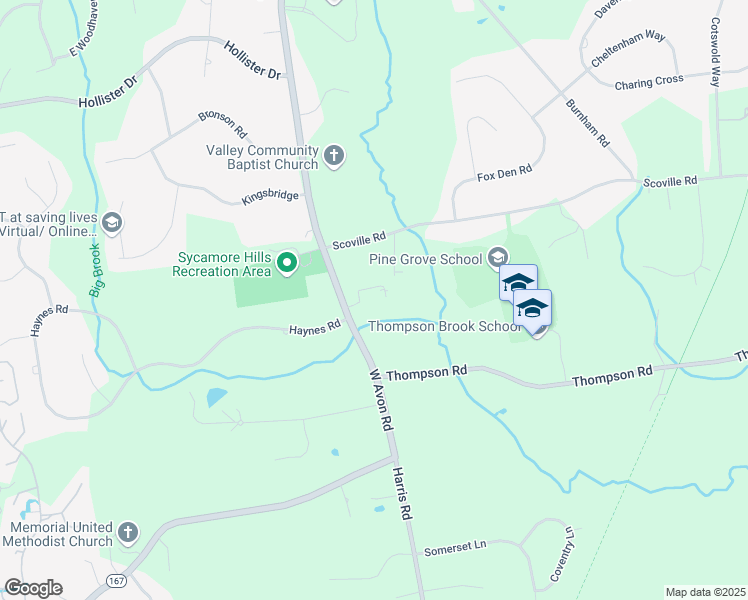 map of restaurants, bars, coffee shops, grocery stores, and more near 652 West Avon Road in Avon