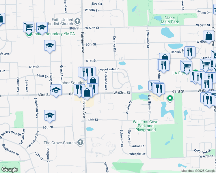 map of restaurants, bars, coffee shops, grocery stores, and more near 427 Beechwood Drive in Westmont