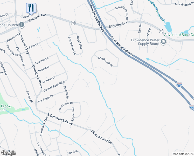 map of restaurants, bars, coffee shops, grocery stores, and more near 169 Rome Court in Cranston