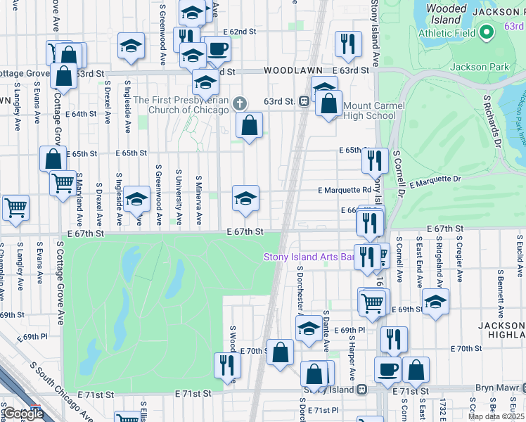 map of restaurants, bars, coffee shops, grocery stores, and more near in Chicago
