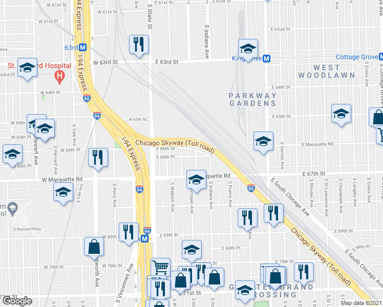 map of restaurants, bars, coffee shops, grocery stores, and more near in Chicago