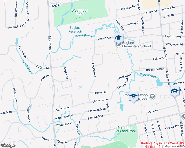 map of restaurants, bars, coffee shops, grocery stores, and more near 7 Porter Drive in West Hartford
