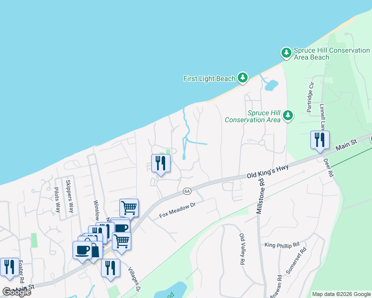 map of restaurants, bars, coffee shops, grocery stores, and more near 135-155 Chapman Lane in Brewster