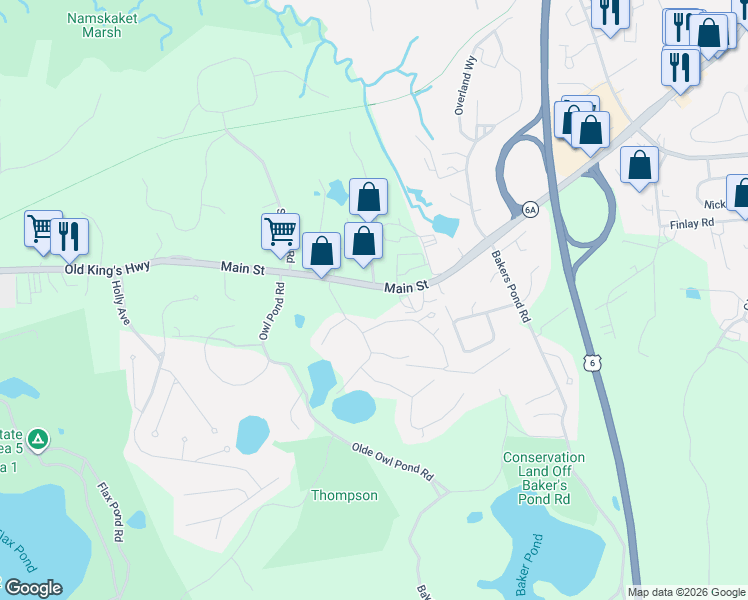map of restaurants, bars, coffee shops, grocery stores, and more near 4053 Main St in Brewster