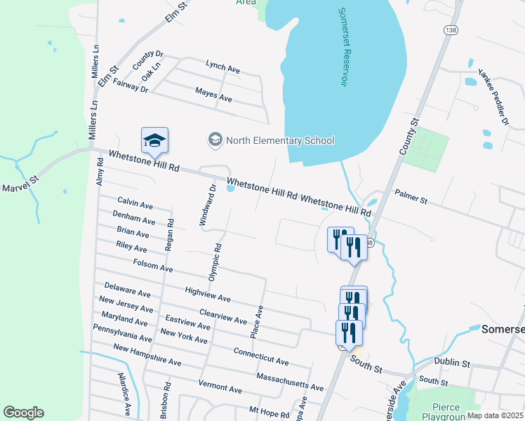 map of restaurants, bars, coffee shops, grocery stores, and more near 50 Hannah Drive in Somerset