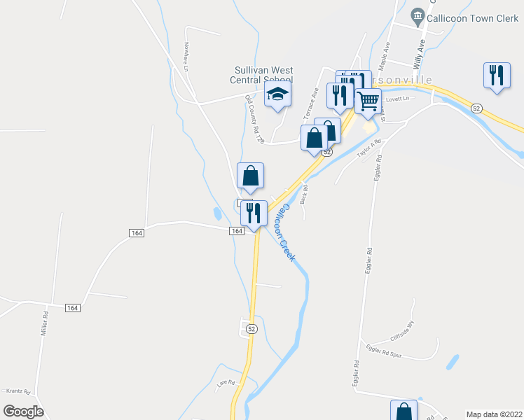 map of restaurants, bars, coffee shops, grocery stores, and more near 4864 New York 52 in Jeffersonville