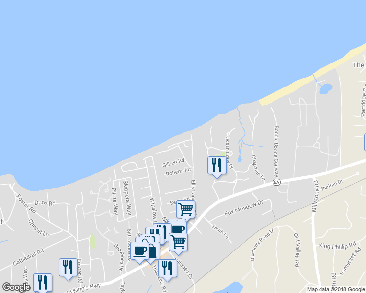 map of restaurants, bars, coffee shops, grocery stores, and more near 17 Captain Dunbar Road in Brewster
