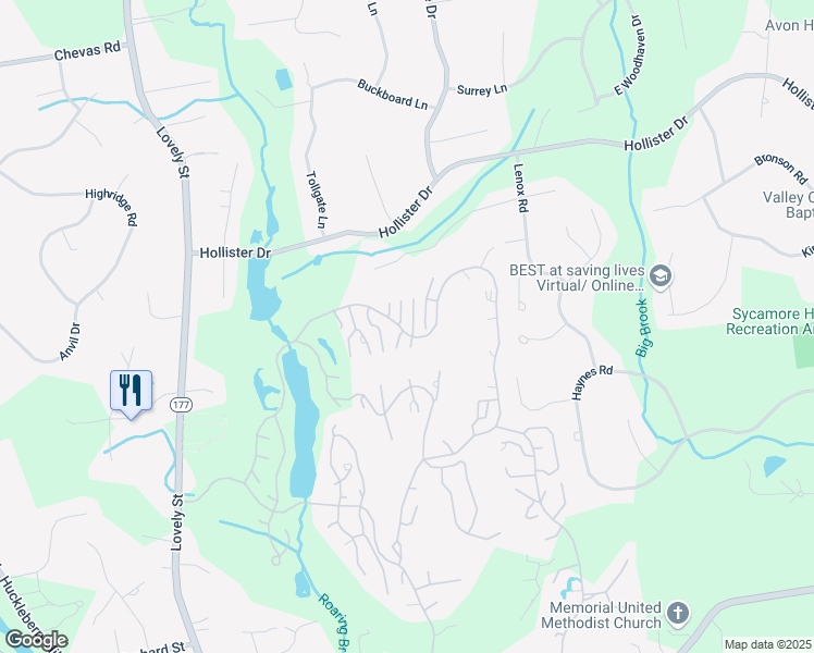 map of restaurants, bars, coffee shops, grocery stores, and more near 1 Litchfield Lane in Avon