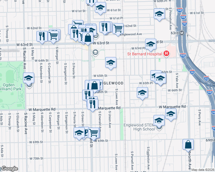 map of restaurants, bars, coffee shops, grocery stores, and more near in Chicago