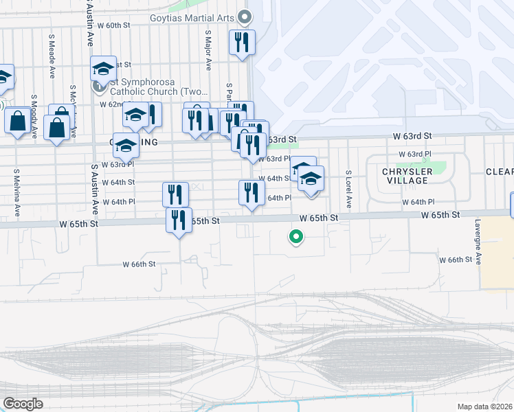 map of restaurants, bars, coffee shops, grocery stores, and more near in Chicago