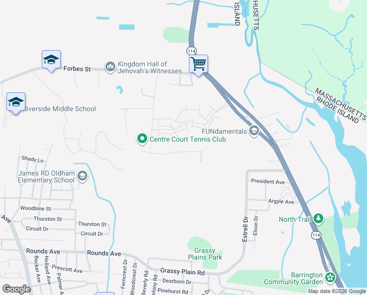 map of restaurants, bars, coffee shops, grocery stores, and more near 84 Hospital Road in East Providence