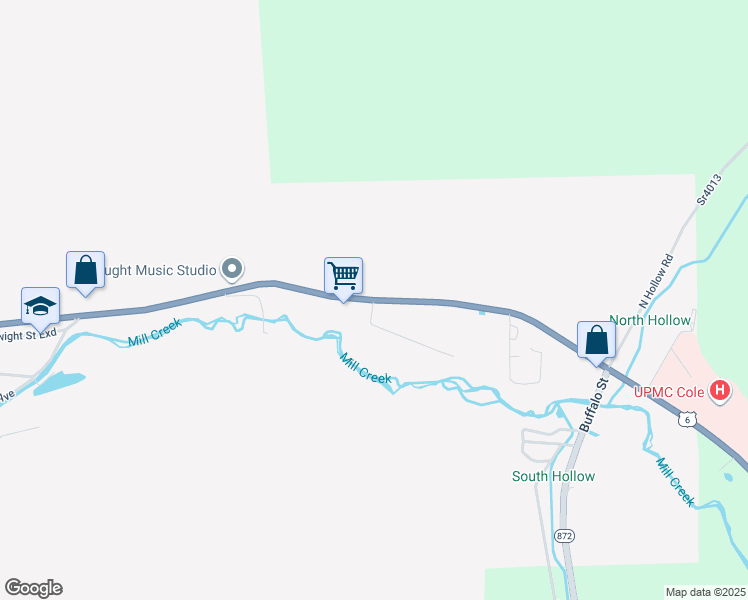 map of restaurants, bars, coffee shops, grocery stores, and more near East 2nd Street in Coudersport