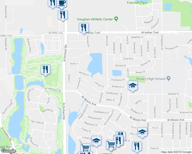 map of restaurants, bars, coffee shops, grocery stores, and more near 2320 Mulberry Court in Aurora