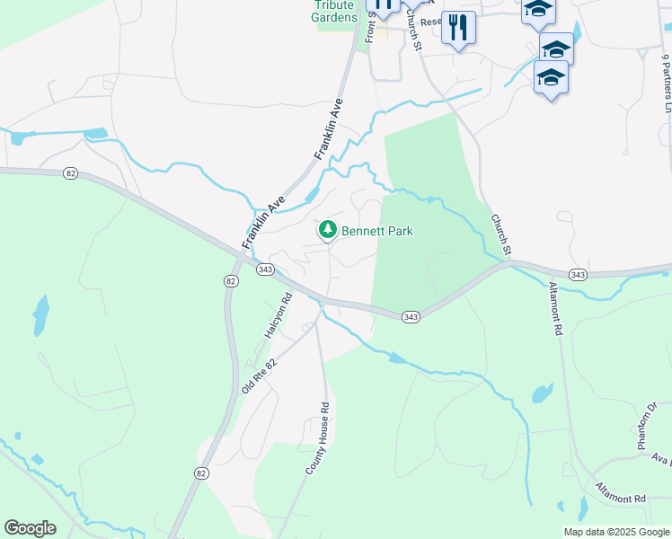 map of restaurants, bars, coffee shops, grocery stores, and more near 6 Bennett Common Way in Millbrook