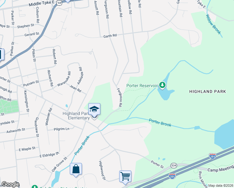 map of restaurants, bars, coffee shops, grocery stores, and more near 328 Ferguson Road in Manchester