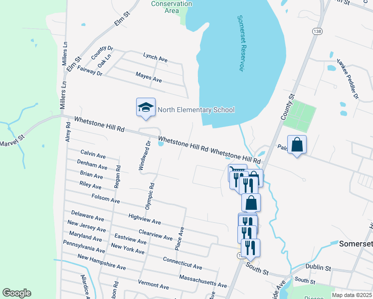 map of restaurants, bars, coffee shops, grocery stores, and more near 50 Hannah Drive in Somerset