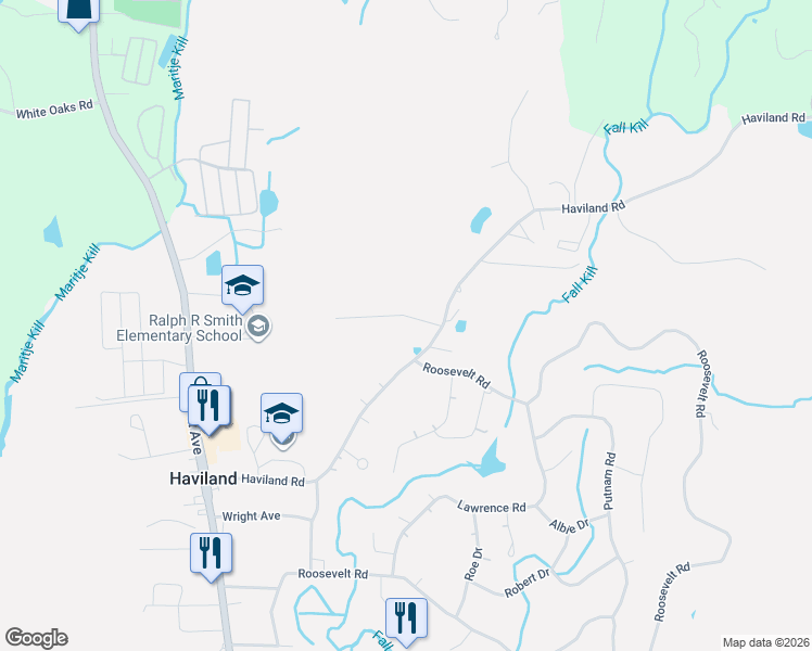 map of restaurants, bars, coffee shops, grocery stores, and more near 9 Idlewild Drive in Poughkeepsie
