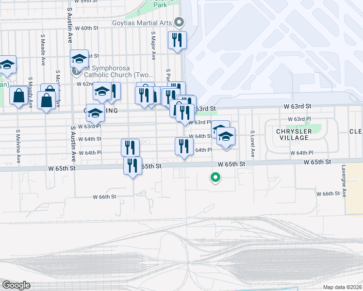 map of restaurants, bars, coffee shops, grocery stores, and more near in Chicago