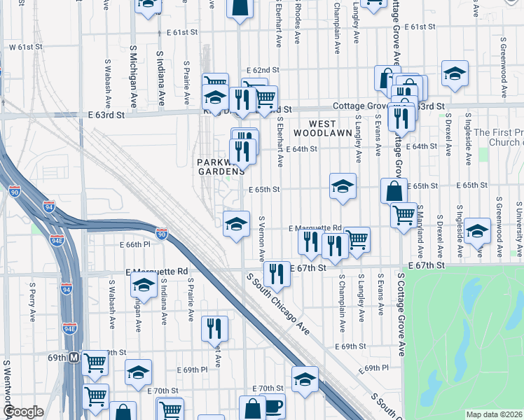 map of restaurants, bars, coffee shops, grocery stores, and more near in Chicago