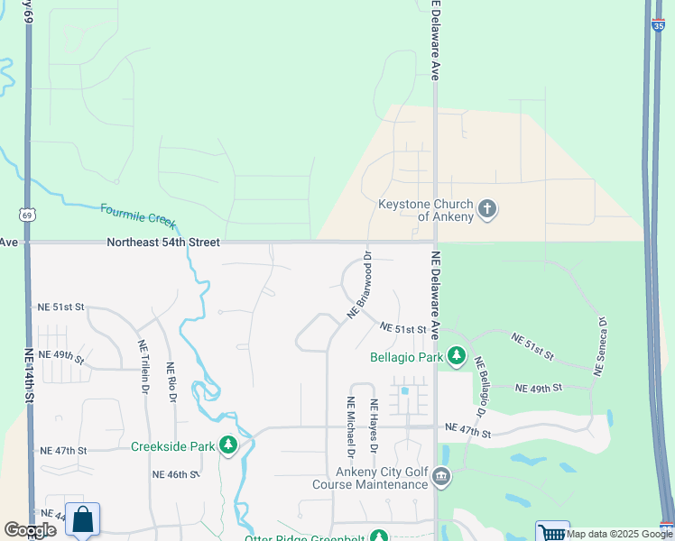 map of restaurants, bars, coffee shops, grocery stores, and more near 4204 Northeast Hillcrest Drive in Ankeny