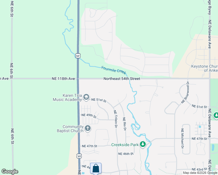 map of restaurants, bars, coffee shops, grocery stores, and more near 365 Northeast 118th Avenue in Alleman