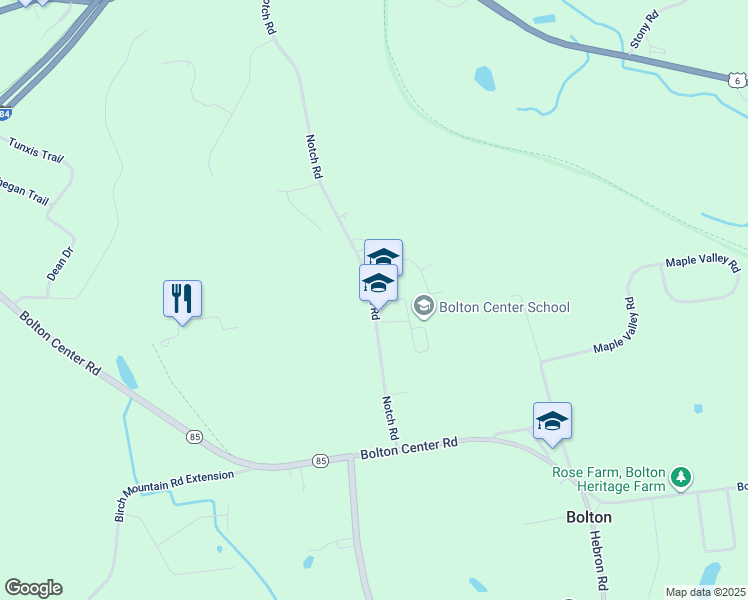 map of restaurants, bars, coffee shops, grocery stores, and more near 108 Notch Road in Bolton