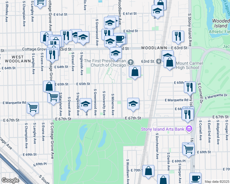 map of restaurants, bars, coffee shops, grocery stores, and more near in Chicago
