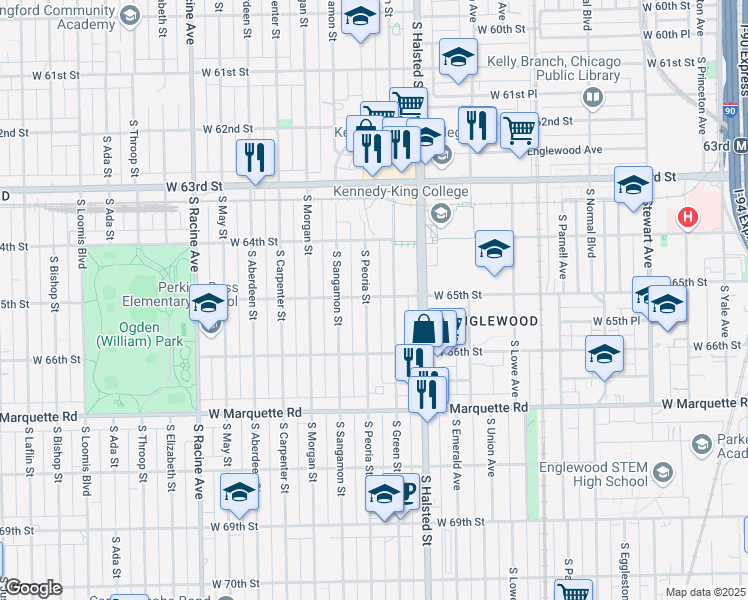 map of restaurants, bars, coffee shops, grocery stores, and more near in Chicago