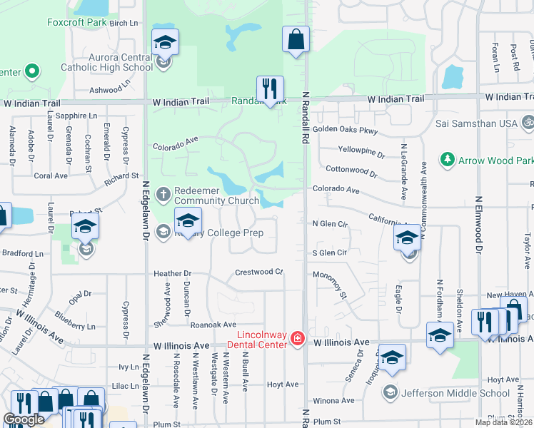 map of restaurants, bars, coffee shops, grocery stores, and more near 1470 Colorado Avenue in Aurora