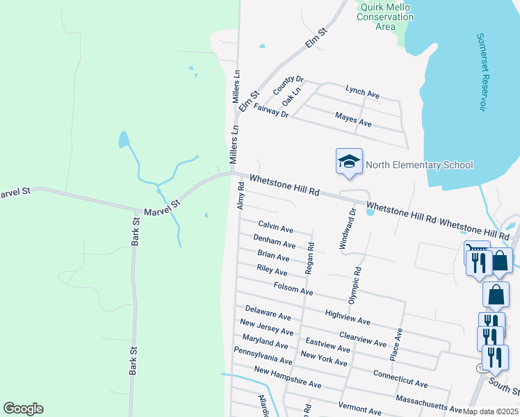 map of restaurants, bars, coffee shops, grocery stores, and more near 98 Samson Ave in Somerset