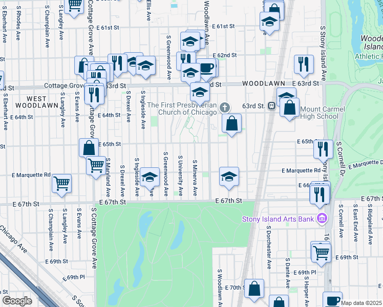 map of restaurants, bars, coffee shops, grocery stores, and more near in Chicago