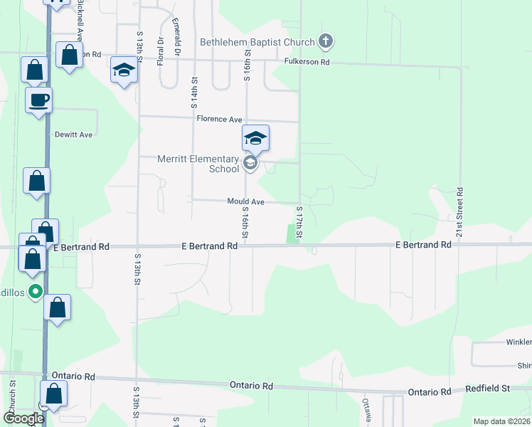map of restaurants, bars, coffee shops, grocery stores, and more near 1610 Mould Avenue in Niles