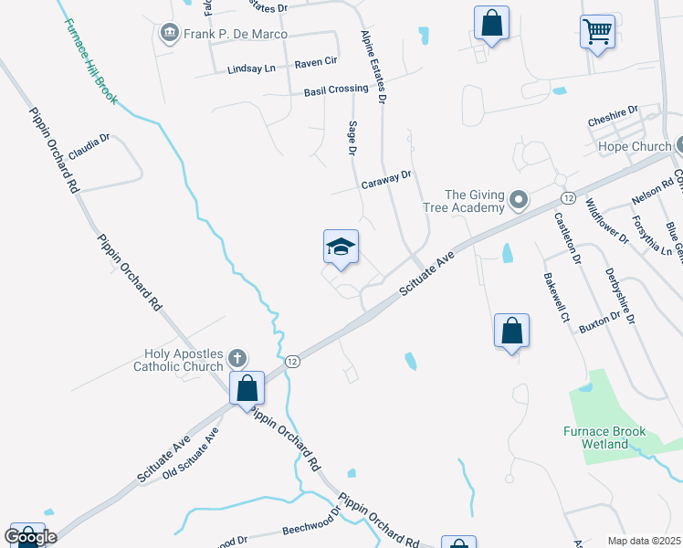 map of restaurants, bars, coffee shops, grocery stores, and more near 1555 Scituate Avenue in Cranston