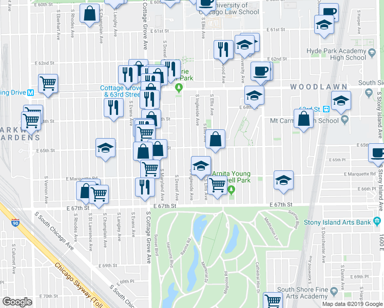 map of restaurants, bars, coffee shops, grocery stores, and more near in Chicago