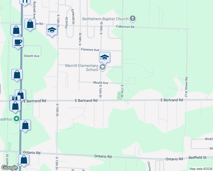 map of restaurants, bars, coffee shops, grocery stores, and more near 1610 Mould Avenue in Niles