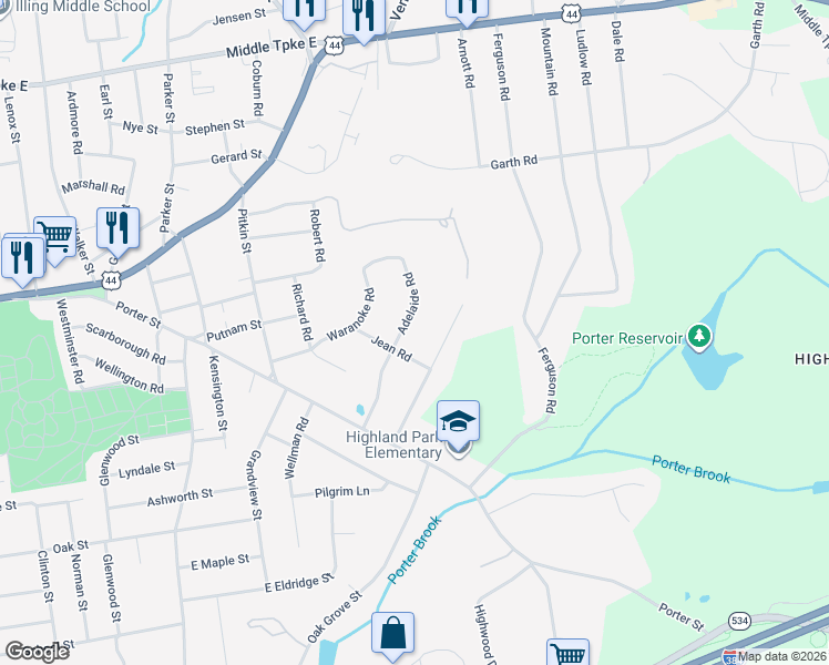 map of restaurants, bars, coffee shops, grocery stores, and more near 83 Adelaide Road in Manchester