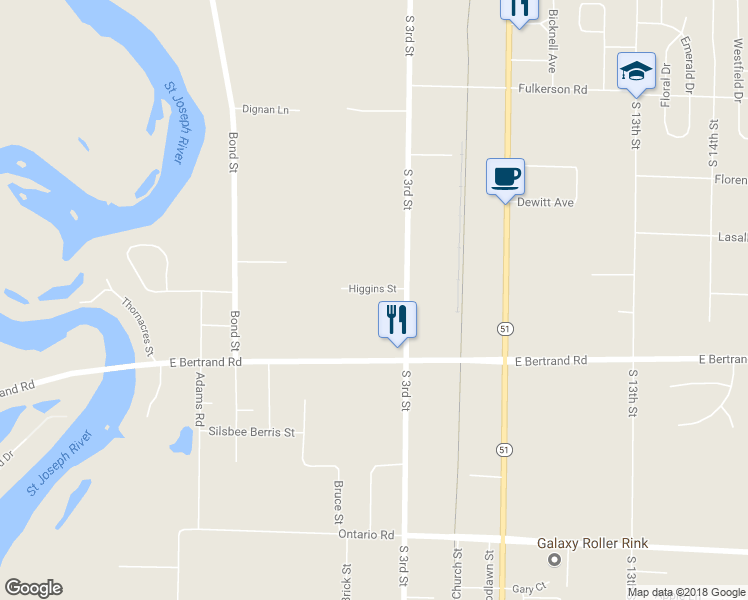 map of restaurants, bars, coffee shops, grocery stores, and more near 242 Higgins Street in Niles