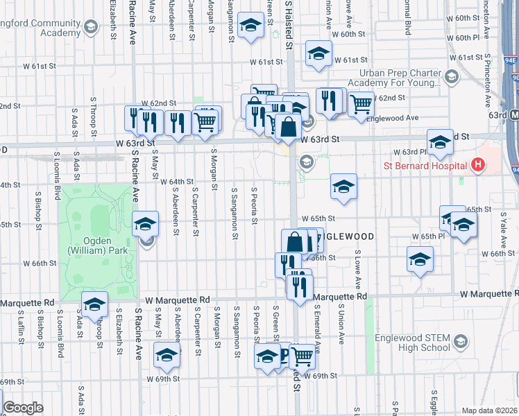 map of restaurants, bars, coffee shops, grocery stores, and more near in Chicago