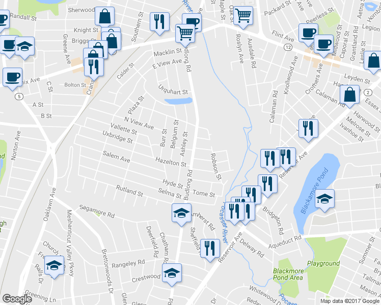 map of restaurants, bars, coffee shops, grocery stores, and more near 245 Budlong Rd in Cranston
