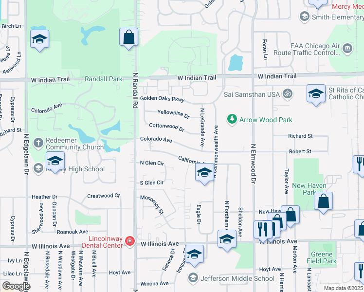 map of restaurants, bars, coffee shops, grocery stores, and more near 1220 Colorado Avenue in Aurora