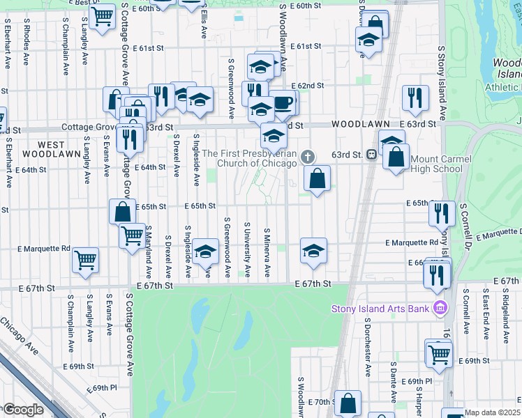map of restaurants, bars, coffee shops, grocery stores, and more near in Chicago