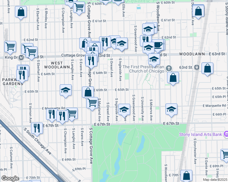 map of restaurants, bars, coffee shops, grocery stores, and more near in Chicago