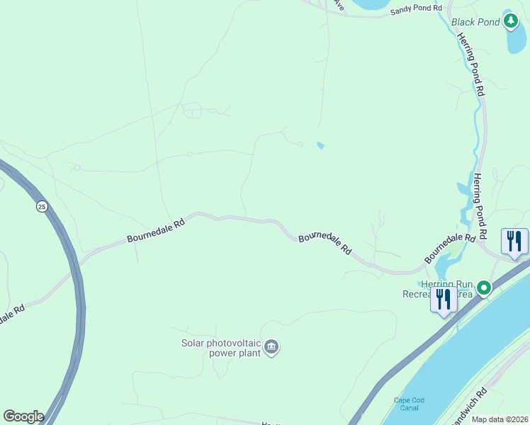 map of restaurants, bars, coffee shops, grocery stores, and more near 100 Bournedale Road in Bourne