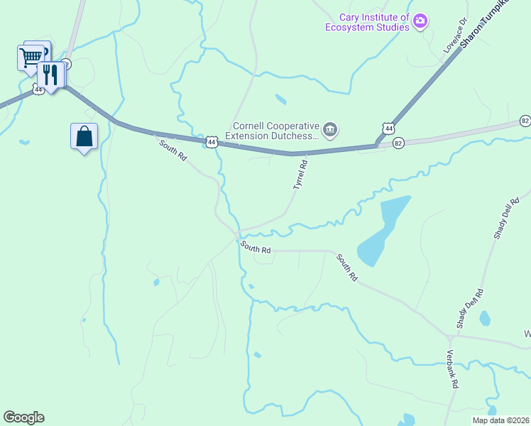 map of restaurants, bars, coffee shops, grocery stores, and more near 645 Tyrrel Road in Millbrook