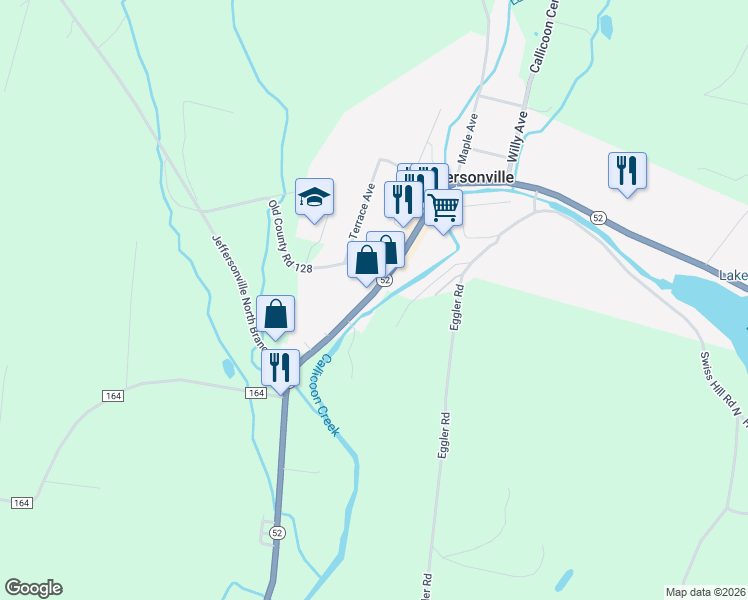 map of restaurants, bars, coffee shops, grocery stores, and more near 46 Taylor A Road in Jeffersonville