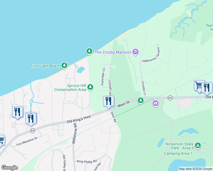 map of restaurants, bars, coffee shops, grocery stores, and more near 0 Partridge Circle in Brewster