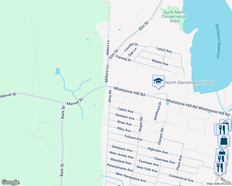 map of restaurants, bars, coffee shops, grocery stores, and more near 98 Samson Avenue in Somerset